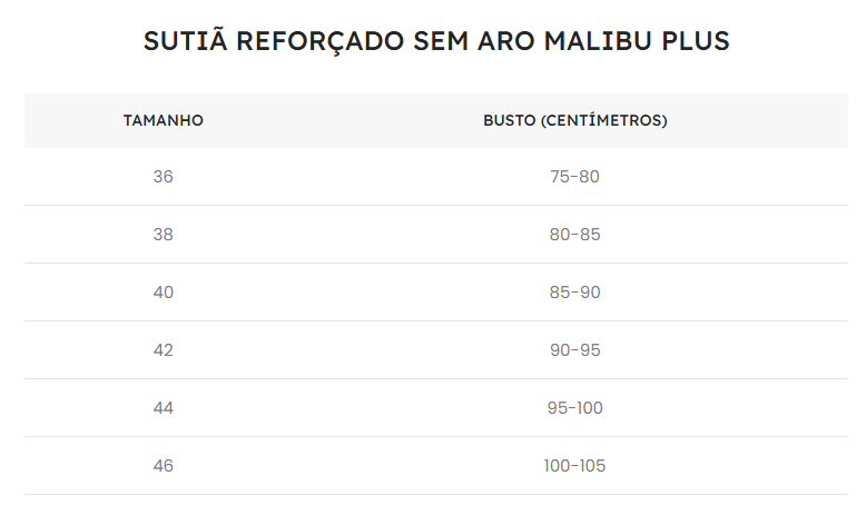 Sutiã Reforçado Sem Aro Malibu Plus