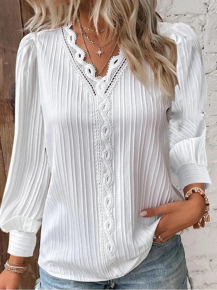 Blusa Feminina Com renda Manga longa