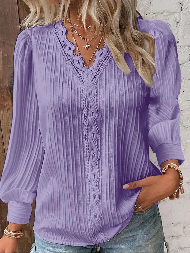Blusa Feminina Com renda Manga longa
