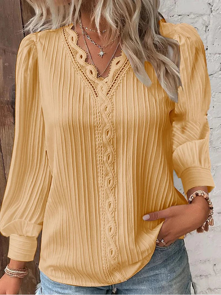 Blusa Feminina Com renda Manga longa
