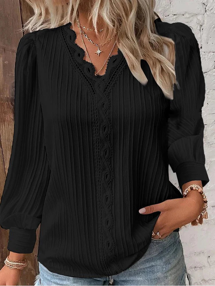 Blusa Feminina Com renda Manga longa