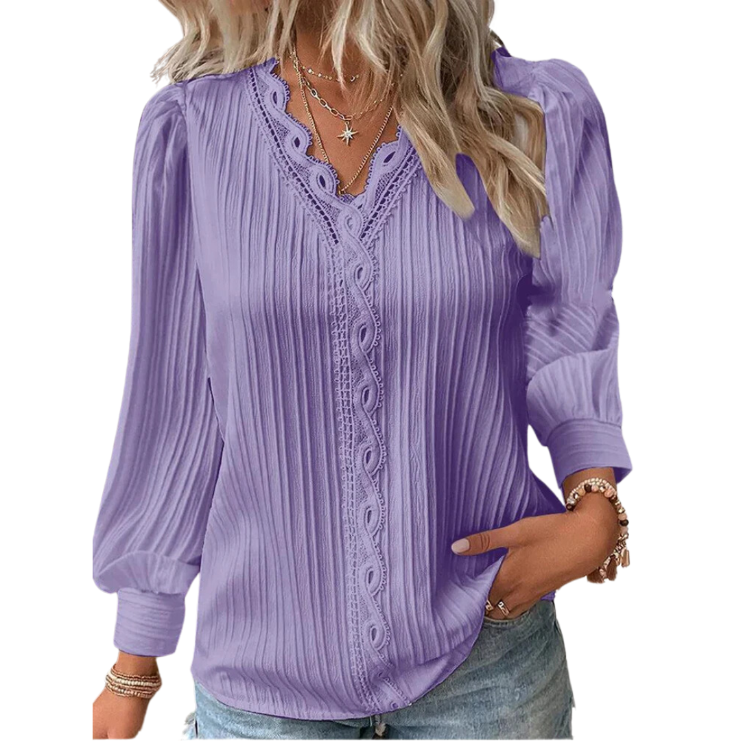 Blusa Feminina Com renda Manga longa