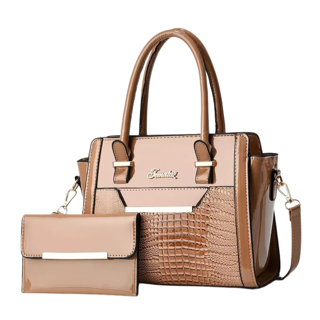 Kit Bolsa feminina crocodilo + carteira de brinde