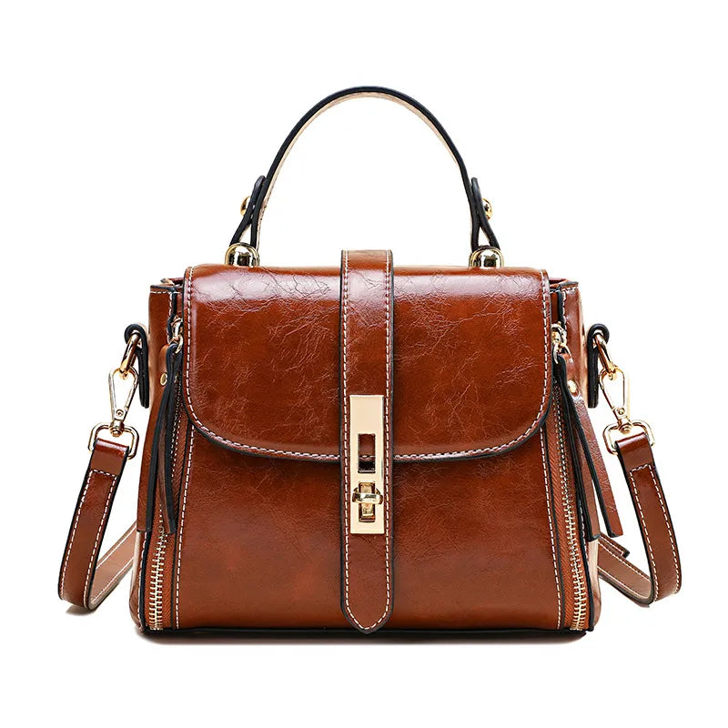 Bolsa feminina em couro genuíno transversal